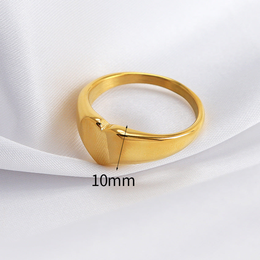 Wholesale Stainless Steel Gilded Wide Face Vertical Grain Cowhorn Bag Texture Ring